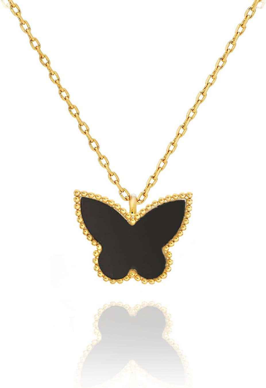 Layered Necklace for Women, 2 Strand Stainless Steel Chains with Clover, Butterfly or Heart Pendant, Dainty Fashion Jewelry Gift