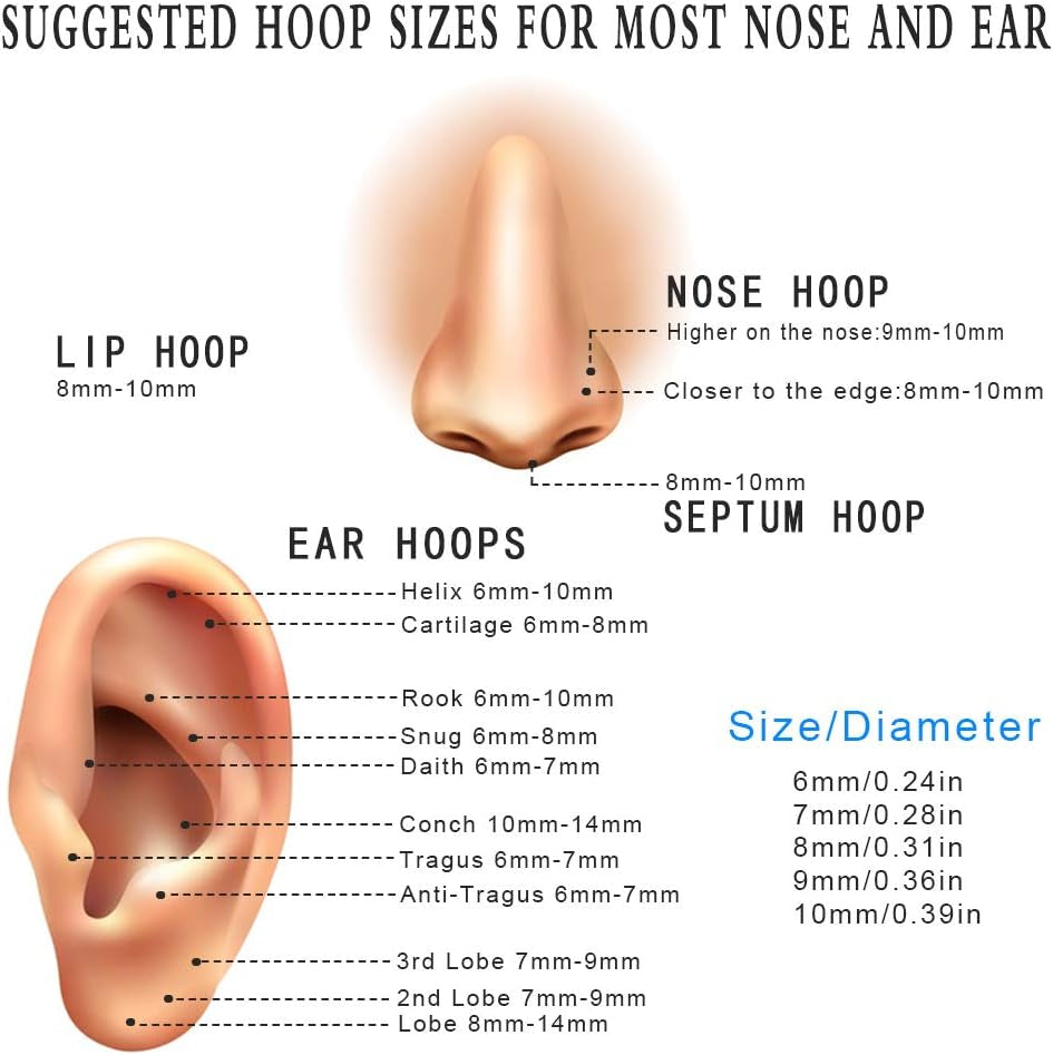 Unisex 18K Real Gold Plating Surgical Steel Sleeper Tiny Hoop Earrings,Nose Ring Septum Ring Helix Ring Daith Ring Lip Ring Nipple Ring Snug Ring Rook Ring Body Piercing Jewelry