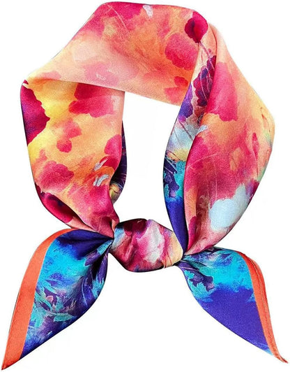 ANDANTINO 100% Mulberry Silk Scarf -21” Lightweight Square Neckerchief – Breathable Digital Printed Scarves with Gift Packed
