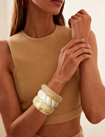 3PCS Colorful Acrylic Resin Bangle Bracelet for Women Boho Geometric Acetate Plate Bracelet Trendy Christmas Jewelry