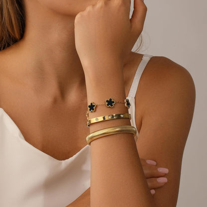 Three piece gold bangle bracelet set for women