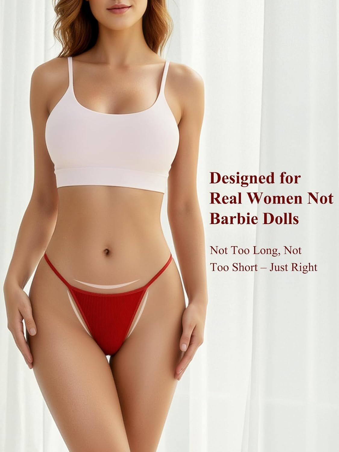 Breathable cotton fabric detail on womens low-rise thong underwear