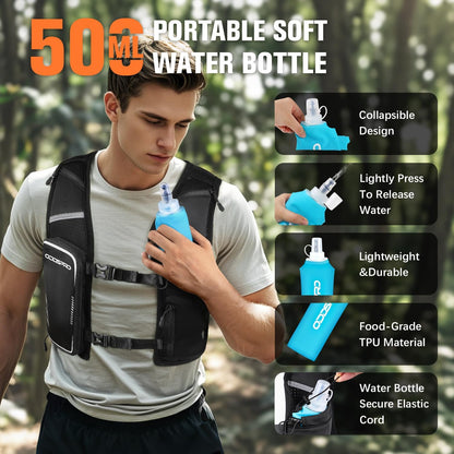 Reflective running vest with adjustable chest and waist straps