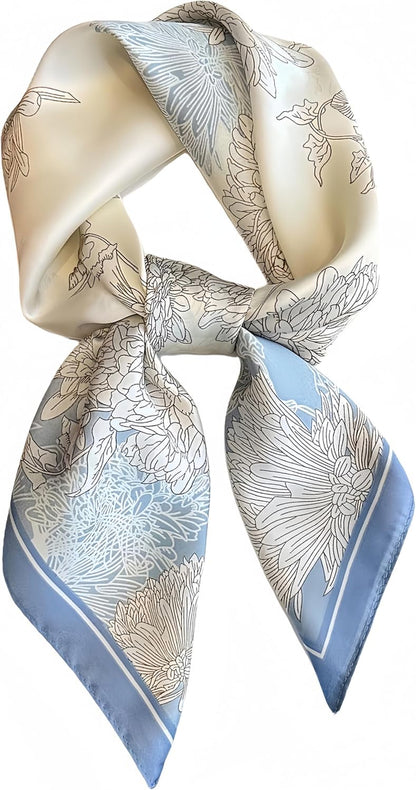 MINIDORA Satin Scarves for Women 27.5 × 27.5 Inches Medium Square Elegant Silk Feeling Head Scarf