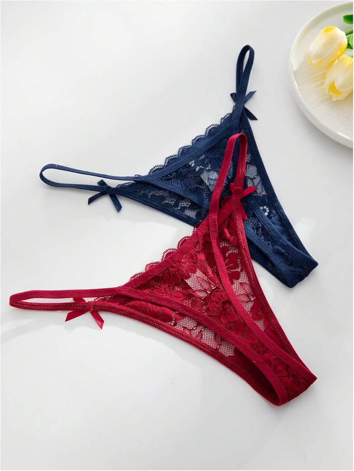 Women's sexy thong underwear with lace trim design