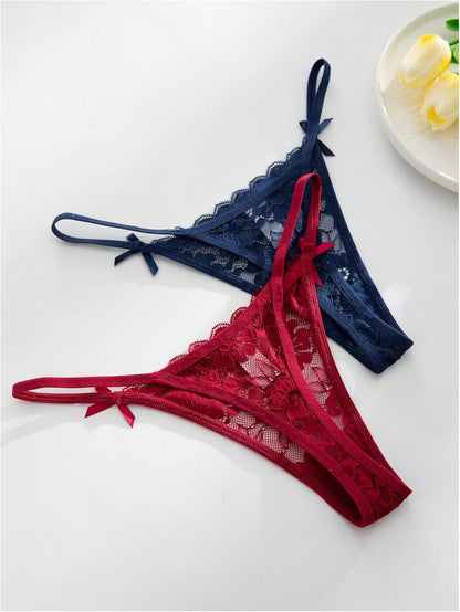 Women's sexy thong underwear with lace trim design