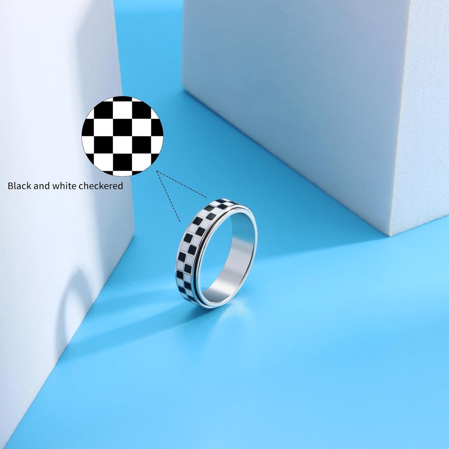Rotating fidget ring for stress relief and relaxation jewelry