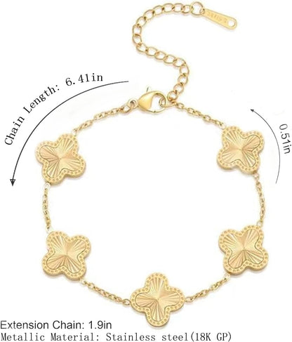 18K Gold-Plated Women'S Gold Lucky Four-Leaf Clover Bracelet Exquisite Fashion Jewelry Jewelry Gift Women'S Gift