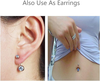 15 PCS Assorted Colors Belly Button Ring Surgical Steel Hypoallergenic Lead and Nickel Free,14 Gauge Navel Piercing Body Jewelry