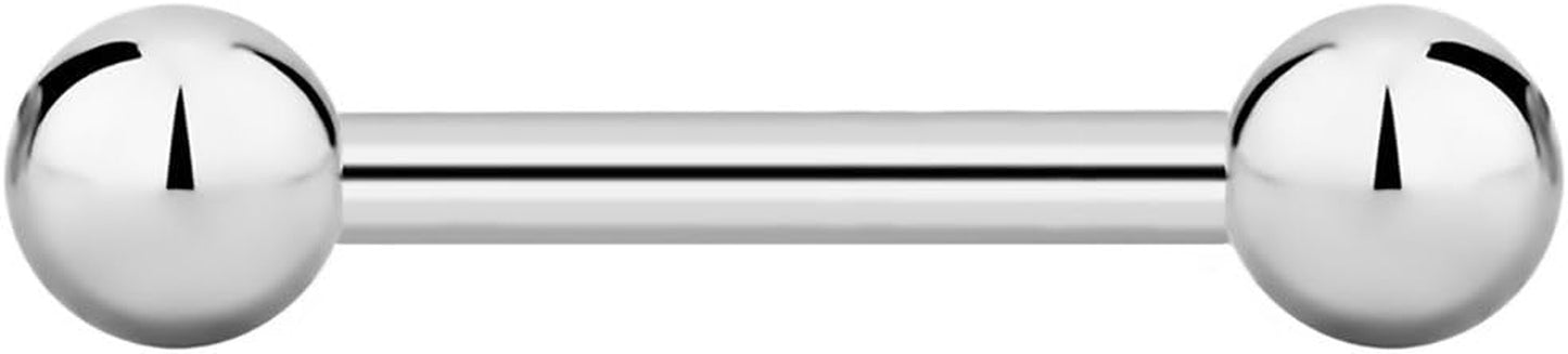 Forbidden Body Jewelry Nipple Barbell, Nipple Bars, Silver Nipplerings Piercing Surgical Steel 8G - 18G Straight Barbell Body Jewelry (Sold Individually)