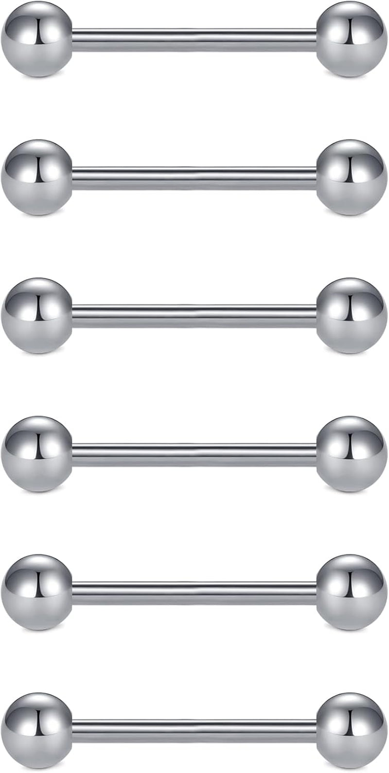 VCMART 12Mm-18Mm 14G Tongue Rings Nipple Straight Barbells Surgical Steel Body Piercing Jewelry