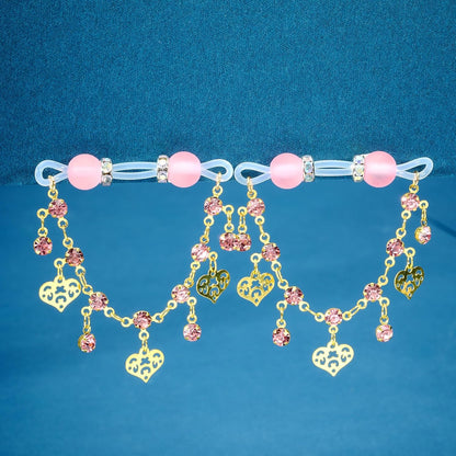 QWALIT Fake Nipple Piercing Fake Nipple Rings Adjustable Elastic Nooses Silicone Ball Cute Pearl Non Piercing Faux Body Jewelry for Women Comfortable Valentine'S Day