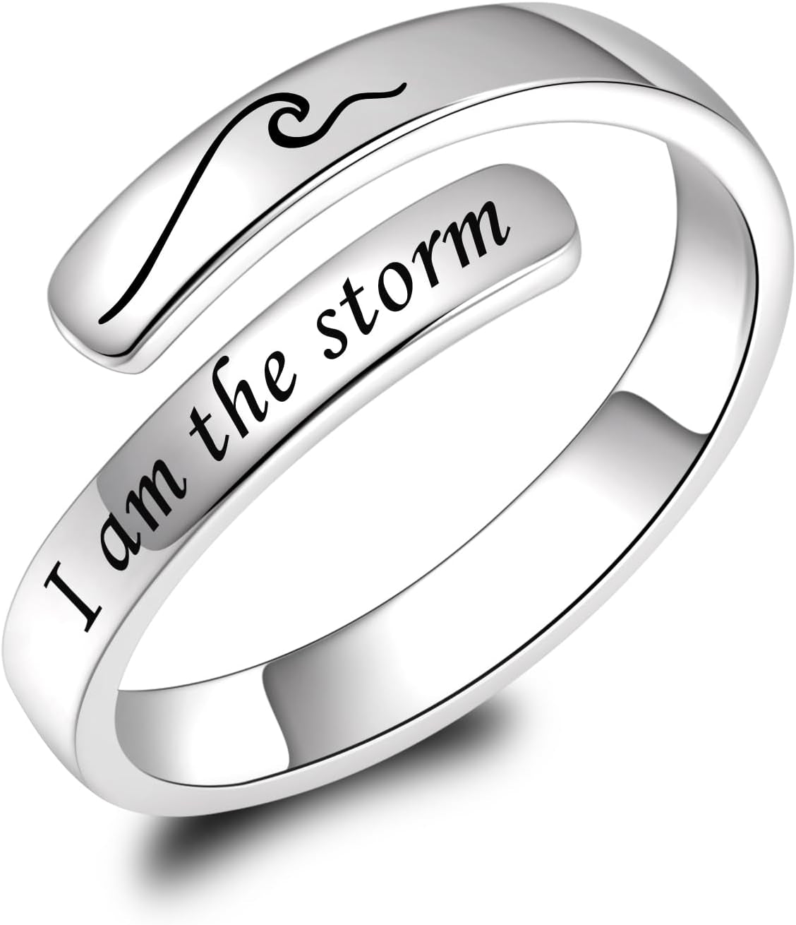 BEILIN 925 Sterling Silver Inspirational Jewelry Rings Adjustable Ring Personality Encouragement Gift for Teens Women