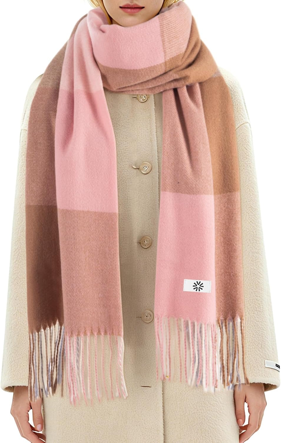 Women'S Winter Plaid Scarf Warm Thick Long Shawl Soft Knit Perfect Cold Weather Gift