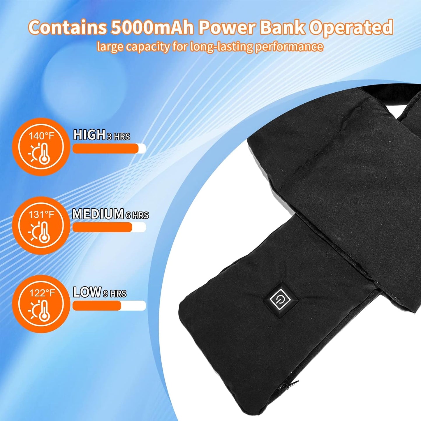 2024 Upgraded Heated Scarf for Men/Women Three Temp Settings with 5000Mah Power Bank