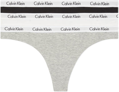Calvin Klein Carousel logo cotton stretch thong black