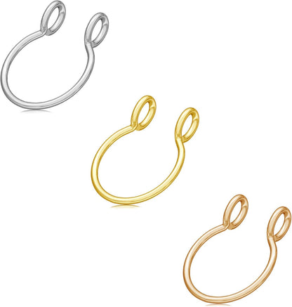 Fake Septum Hoop Nose Ring - 20G, 8Mm, Clip On, Gold, Rose Gold, Silver, Non-Pierced Faux Body Piercing Jewelry