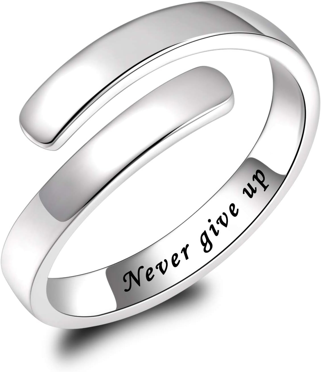 BEILIN 925 Sterling Silver Inspirational Jewelry Rings Adjustable Ring Personality Encouragement Gift for Teens Women