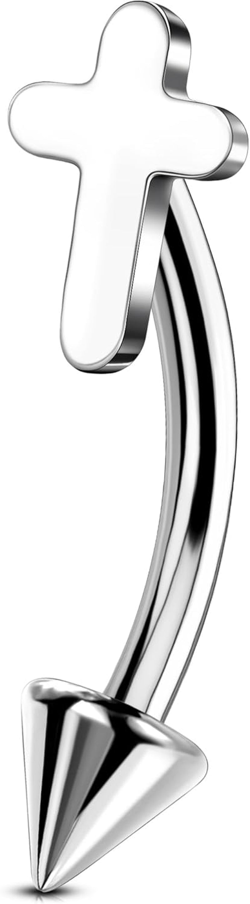 OUFER Rook Piercing Jewelry, G23 Solid Titanium Eyebrow Rings, Heart Vertical Labret Lip Jewelry, 16G Curved Barbells, Daith Rook Earrings for Women Men