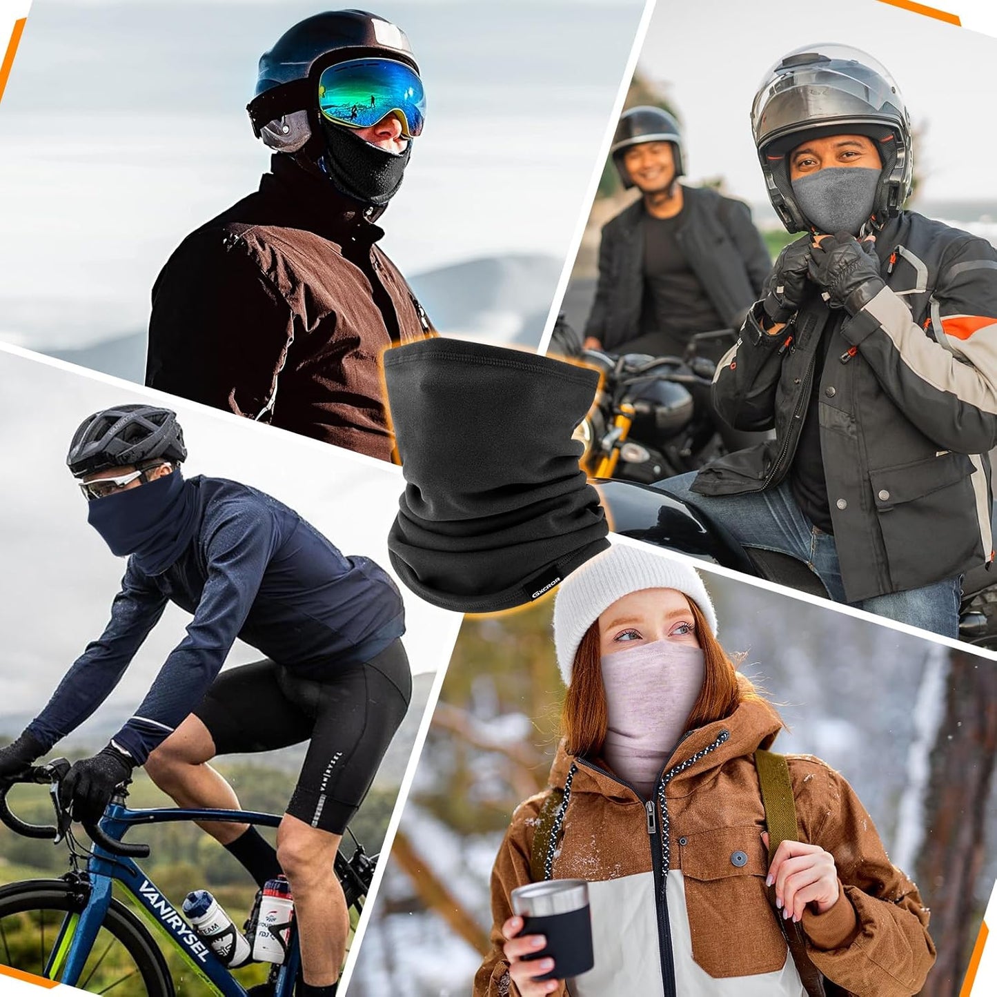 GXCROR Neck Warmer Winter Face Mask Fleece Neck Gaiter Ski Face Cover Cold Weather Scarf for Men & Women