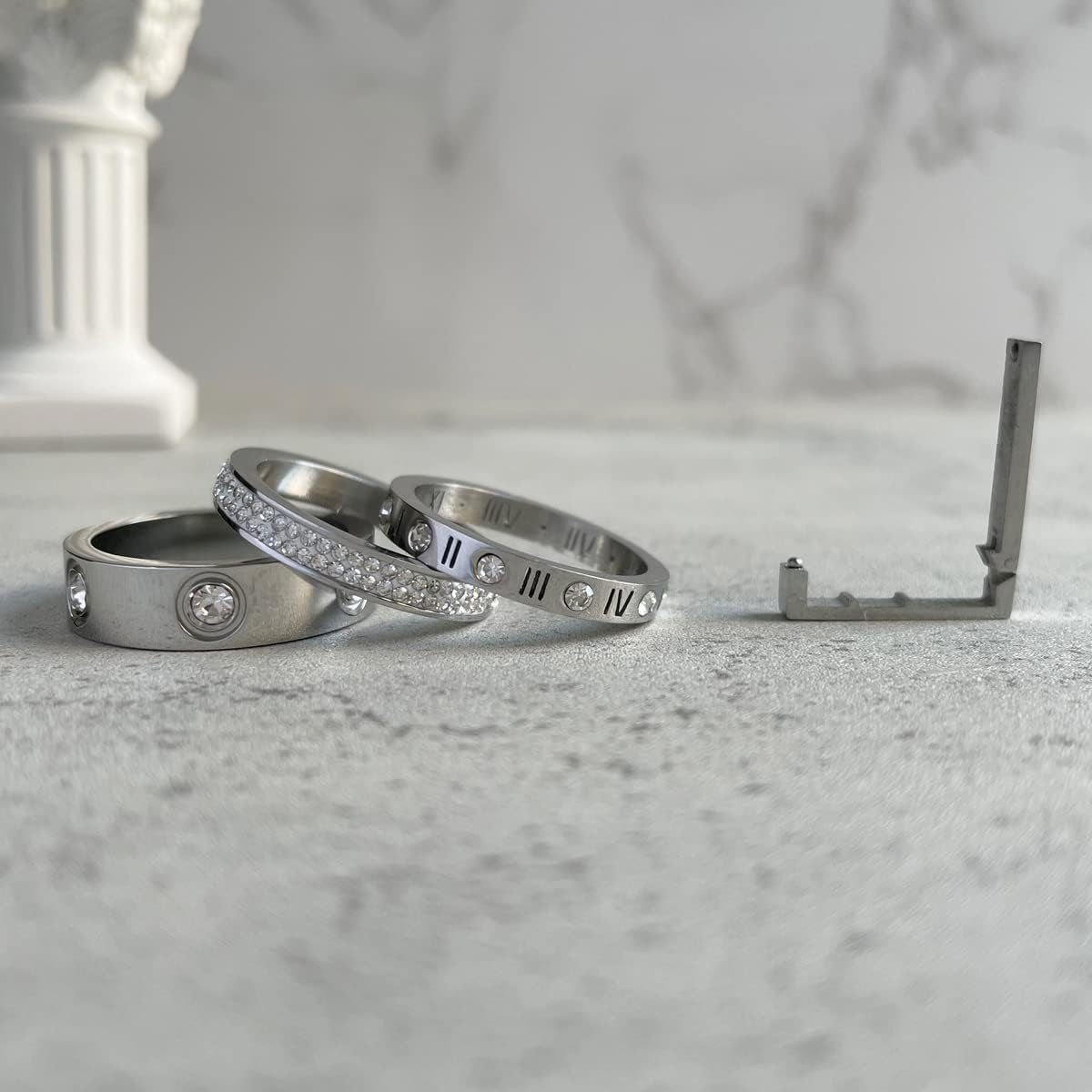 Love Friendship Gold Rings Set for Women 18K Gold Plated Titanium Steel Dainty Cubic Zirconia Rings Fashion Stacking Bands Valentines Day Mother'S Day Christmas Day Best Gifts