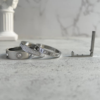 Love Friendship Gold Rings Set for Women 18K Gold Plated Titanium Steel Dainty Cubic Zirconia Rings Fashion Stacking Bands Valentines Day Mother'S Day Christmas Day Best Gifts