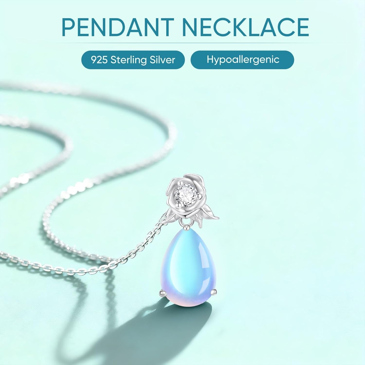 925 Sterling Silver Pendant Necklace for Women -Dainty Sunflower Crystal Necklaces Heart Cubic Zirconia Diamond Pendant Necklace Adjustable Jewelry Birthday Christmas Valentines Gifts for Her Mom Wife