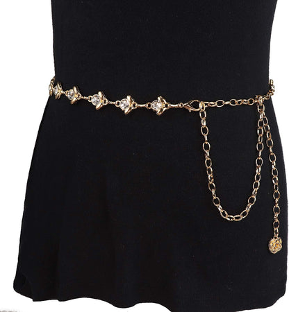 Suyi Chain Belts for Women Rhinestone Waist Chain for Dress