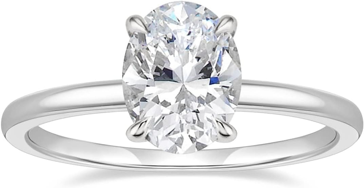 Women Engagement Ring - Elegant Oval Cut Solitaire Cubic Zirconia CZ Wedding Promise Band Perfect for Her Special Day