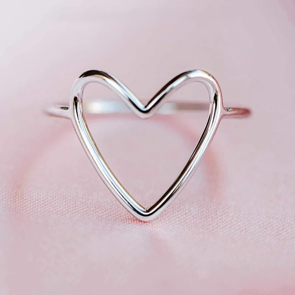 Hollow heart ring detail showcasing timeless minimalist jewelry craftsmanship