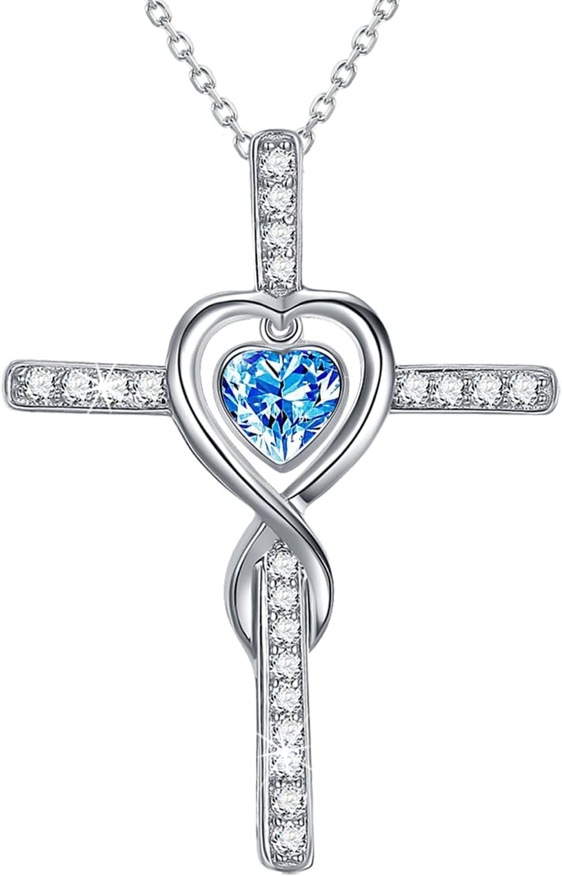 Dorella Love Infinity Christmas Jewelry for Women Birthday Gifts Wife Mom December January Birthstones Blue Topaz Garnet and More Stones Jewelry 925 Sterling Silver