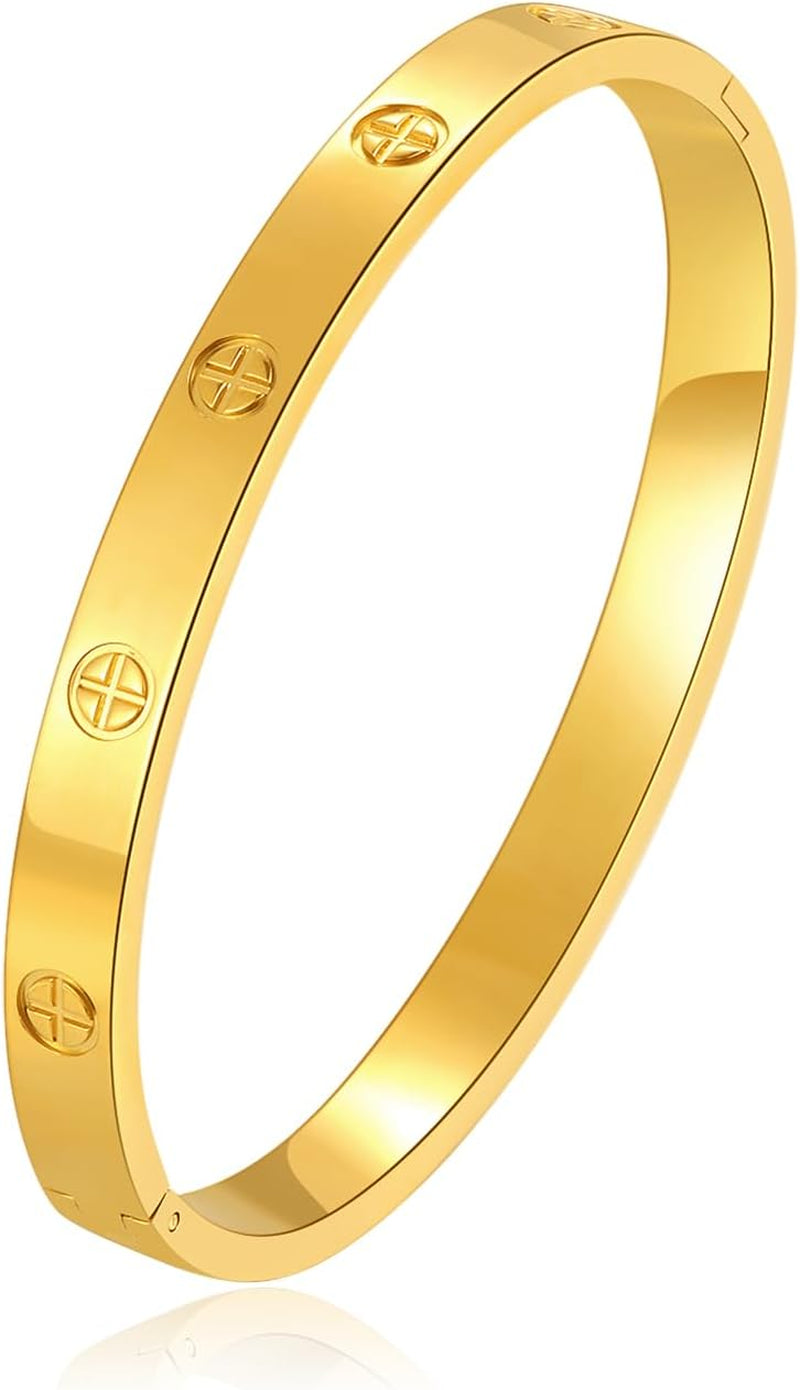 Cuff 18K Gold Plated Stainless Steel Bracelet for Girl for Women and Motherdaughter Oval Bangle Witness the of Love for Couple