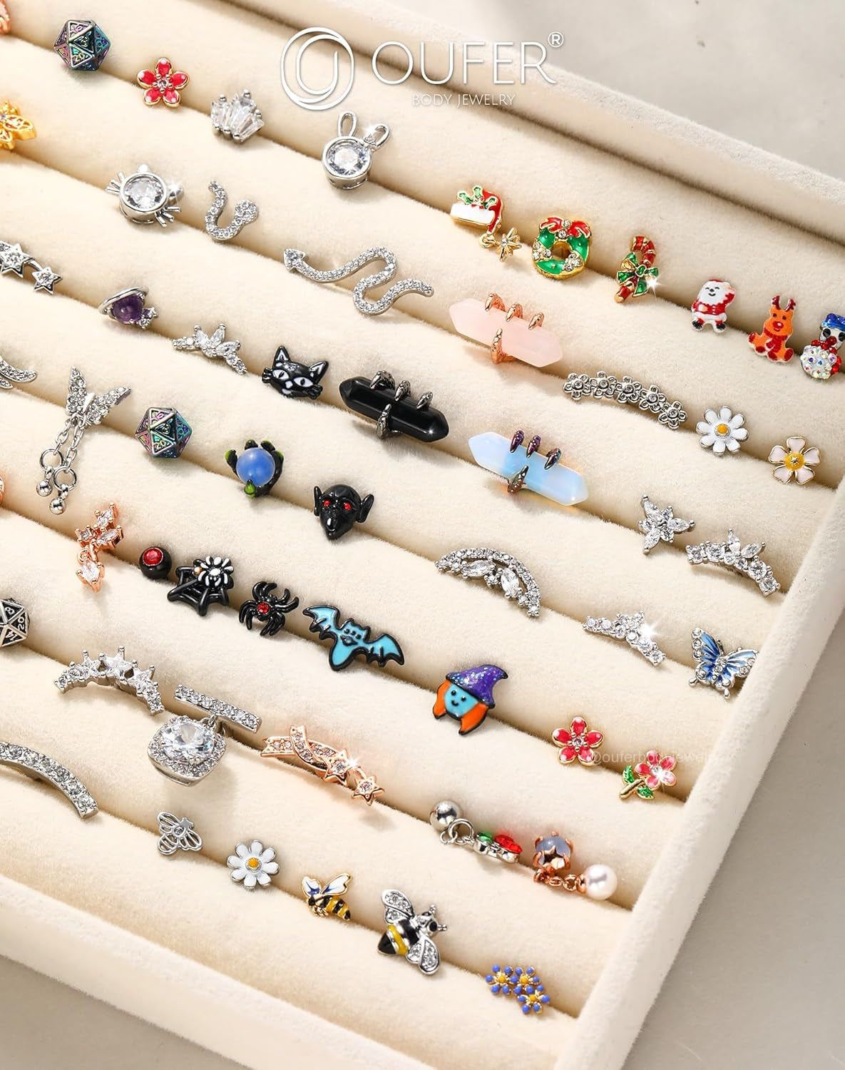 OUFER 16G Helix Earrings, 316L Stainless Steel Cartilage Earrings, Random 6PCS Helix Cartilage Piercing Jewelry, Tragus Forward Helix Cartilage Earrings Studs for Women