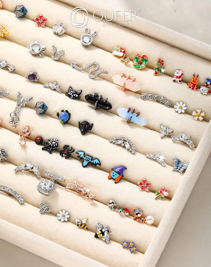 OUFER 16G Helix Earrings, 316L Stainless Steel Cartilage Earrings, Random 6PCS Helix Cartilage Piercing Jewelry, Tragus Forward Helix Cartilage Earrings Studs for Women