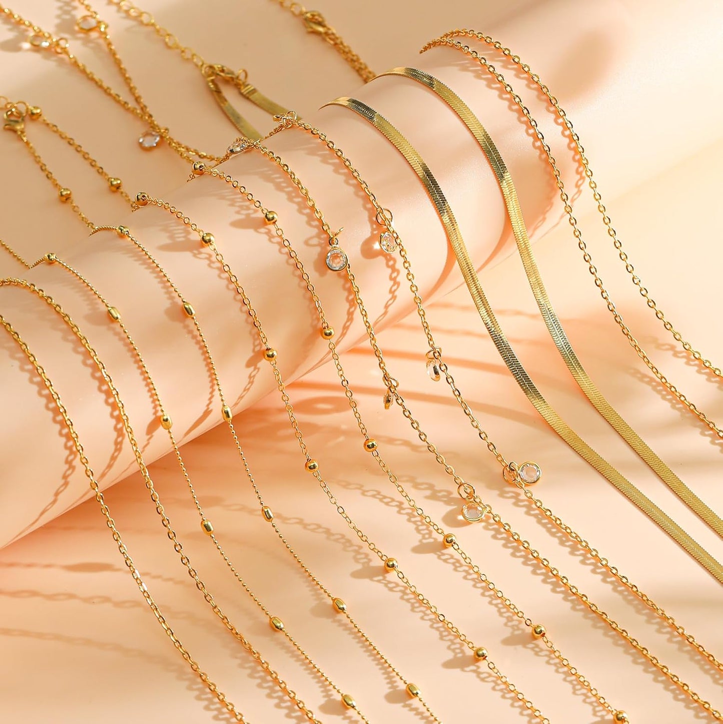 8Pcs Waist Chain 18K Gold Plated Belly Belt Chains Sexy Bikini Summer Beach Satellite Beaded Sequin Snake Layered Coin CZ Body Chain Jewelry Accessories for Women Gold Silver Tone Adjustable