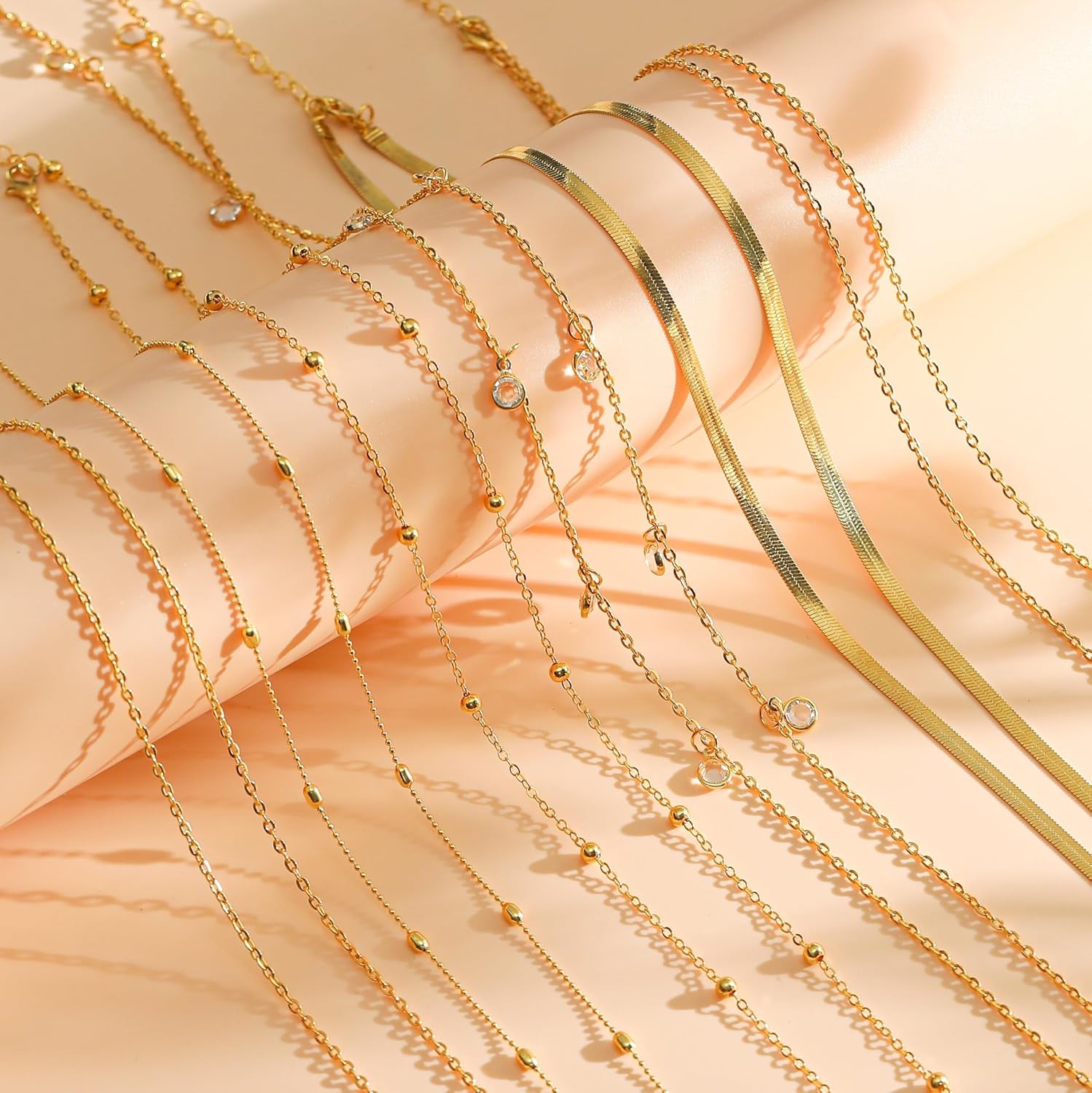 8Pcs Waist Chain 18K Gold Plated Belly Belt Chains Sexy Bikini Summer Beach Satellite Beaded Sequin Snake Layered Coin CZ Body Chain Jewelry Accessories for Women Gold Silver Tone Adjustable