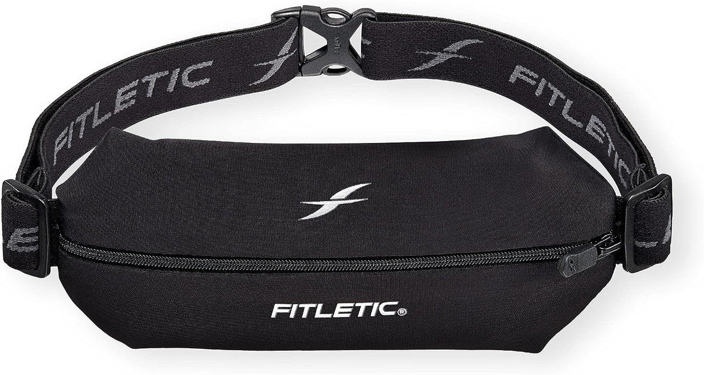 Fitletic black mini sports running belt with expandable lycra pouch