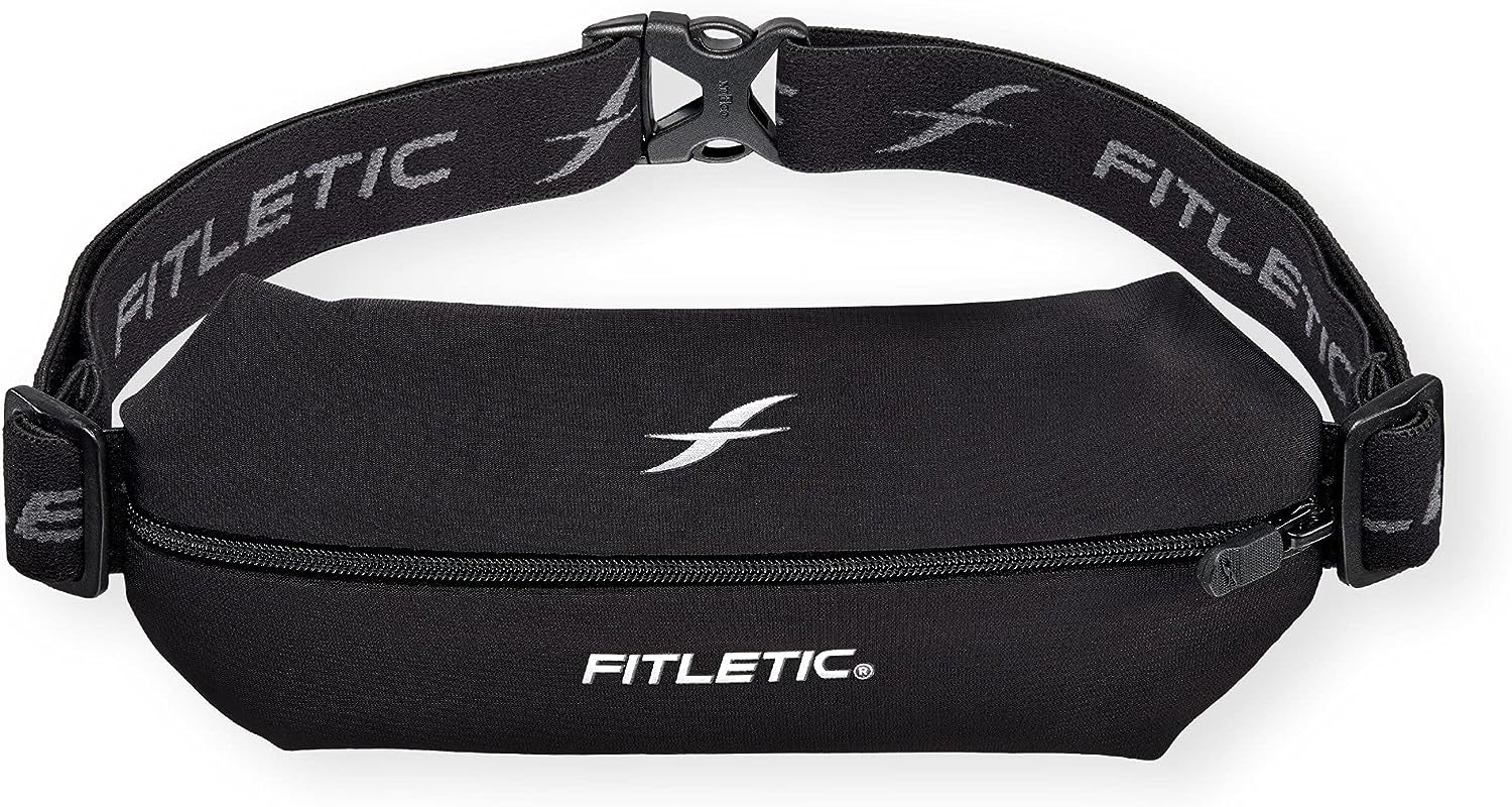 Fitletic black mini sports running belt with expandable lycra pouch