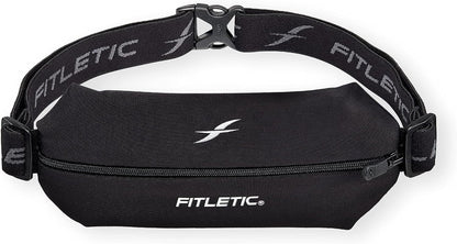 Fitletic black mini sports running belt with expandable lycra pouch