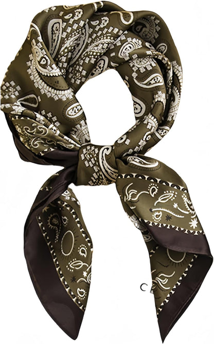 MINIDORA Satin Scarves for Women 27.5 × 27.5 Inches Medium Square Elegant Silk Feeling Head Scarf