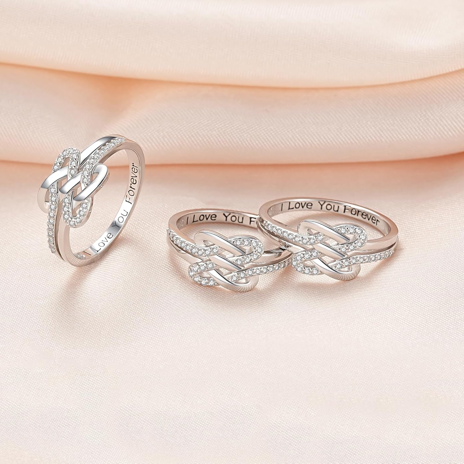 925 sterling silver mother daughter rings matching set