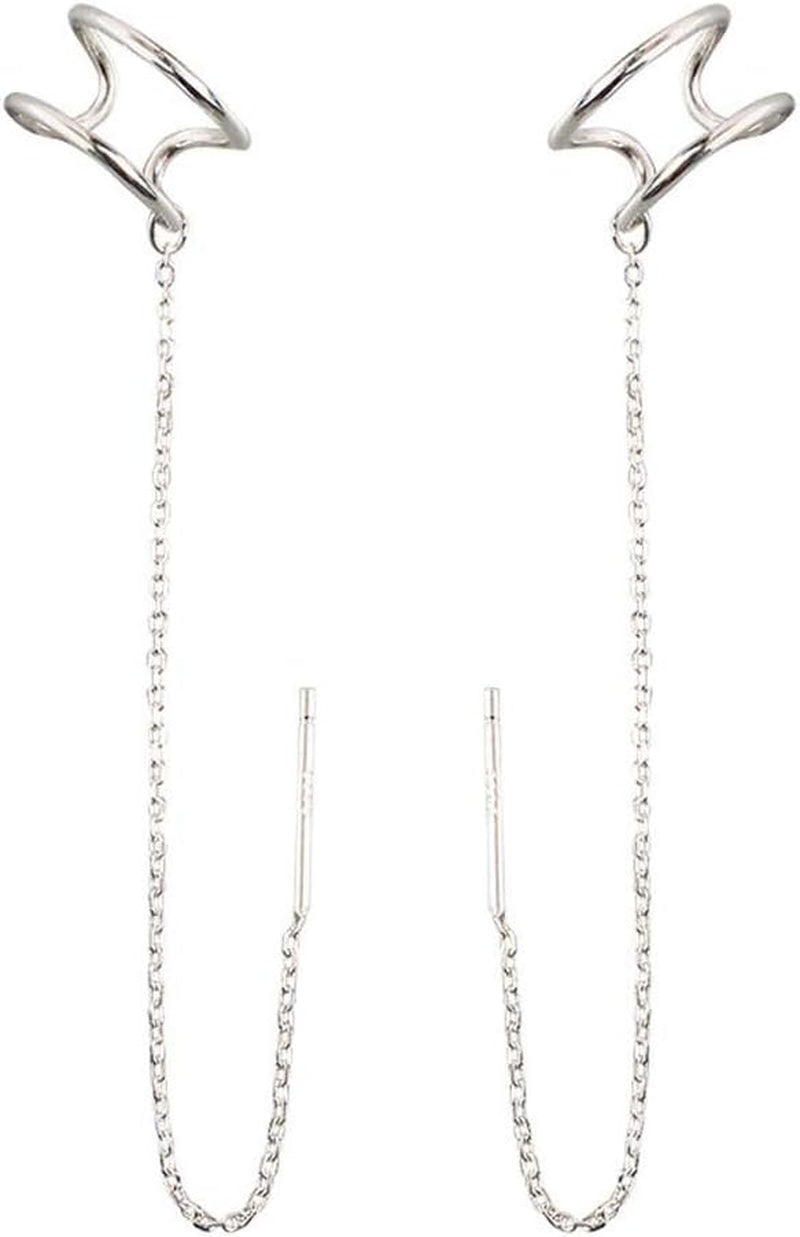 SLUYNZ 925 Sterling Silver Cuff Earrings Threader Chain for Women Crawler Earrings Wrap Earrings