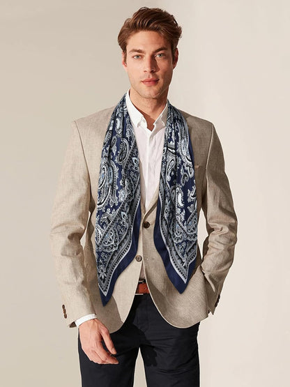 GERINLY 35 Inch Wild Rag Cowboy Scarves for Men, Large Rancher Neckerchief Silk Feel, Oversize Western Bandana