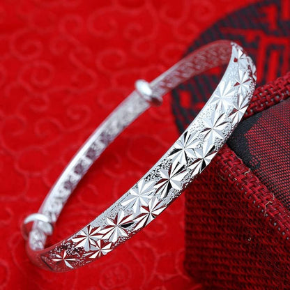 Sterling Silver Bangle Bracelets for Women,Fashion Jewelry Simple Adjustable 925 Silver Cuff Bangles for Women Mom Wife Valentine Mothers Day Gift