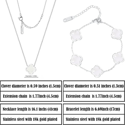 Delicacy Clover Bracelets Necklace Set:Clover Necklaces Clover Bracelet Women Link Bracelets Cute Gold Jewelry