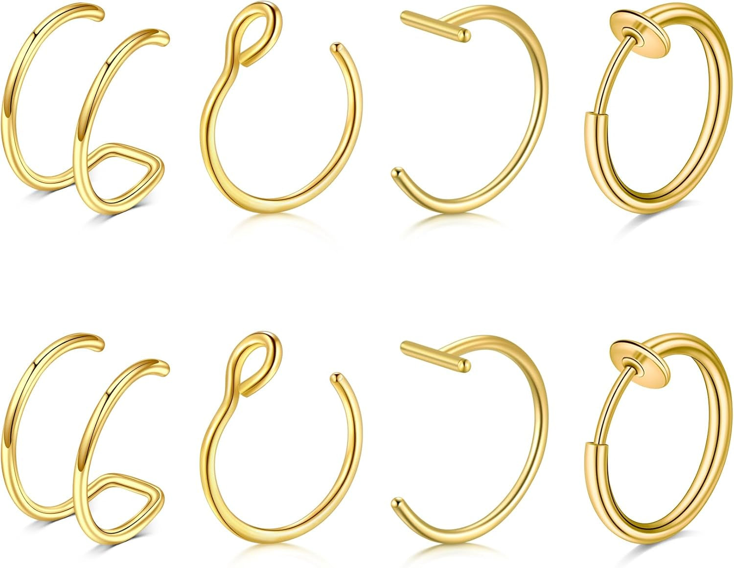 Briana Williams Fake Nose Ring Gold Fake Nose Rings for Women Clip on Fake Nose Piercing Non Piercing Faux Nose Piercing Jewelry