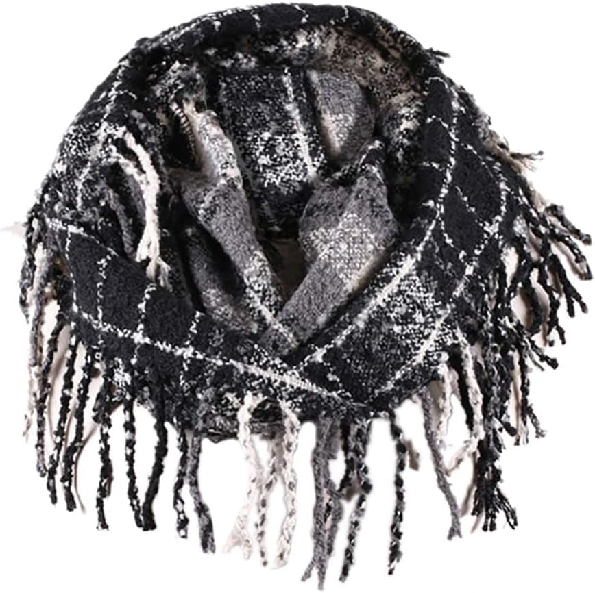 Chalier Infinity Scarf Winter Double-Layer Neck Warmer Knit Fleece Lined Circle Loop Scarves