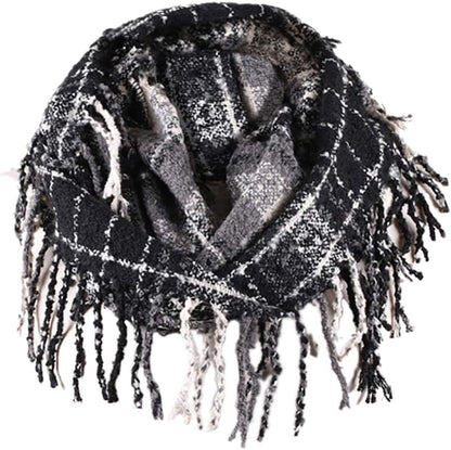 Chalier Infinity Scarf Winter Double-Layer Neck Warmer Knit Fleece Lined Circle Loop Scarves