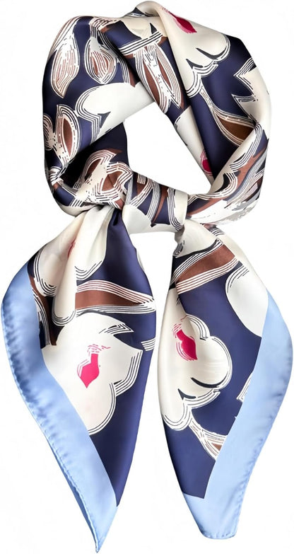MINIDORA Satin Scarves for Women 27.5 × 27.5 Inches Medium Square Elegant Silk Feeling Head Scarf