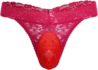 Sissy briefs with bulge pouch and hollow out lace design